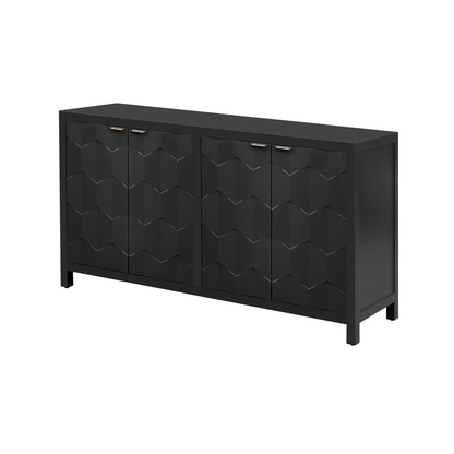 Luxurious Four-Door Sideboard with Honeycomb Patterned Doors, Offering Ample Storage for Study,Entrance and Living Room
