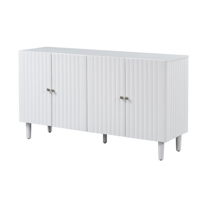 Elegant Four-Door Sideboard with Wavy Pattern Doors, Cylindrical Legs, and Sleek Metal Handles, Adjustable, Suitable for Study, Entryway and Living Room