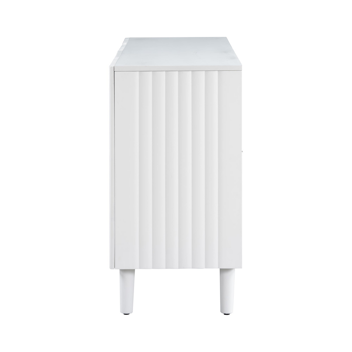 Elegant Four-Door Sideboard with Wavy Pattern Doors, Cylindrical Legs, and Sleek Metal Handles, Adjustable, Suitable for Study, Entryway and Living Room