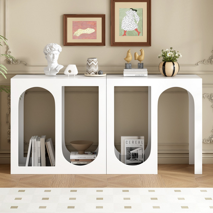 Modular Entryway Console Table with Rectangular Exterior and Curved Interior Design for Customizable Arrangements,Suitable for Study,Entrance and Living Room