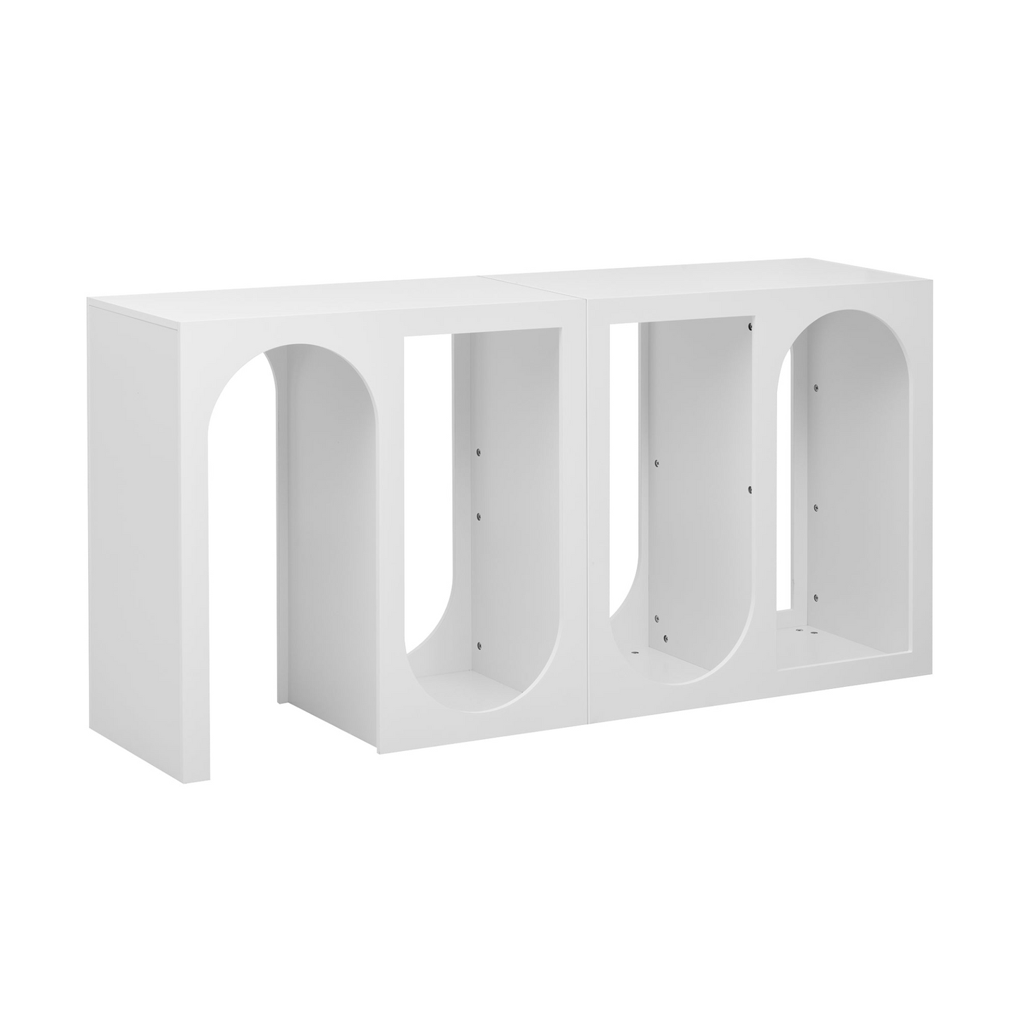 Modular Entryway Console Table with Rectangular Exterior and Curved Interior Design for Customizable Arrangements,Suitable for Study,Entrance and Living Room