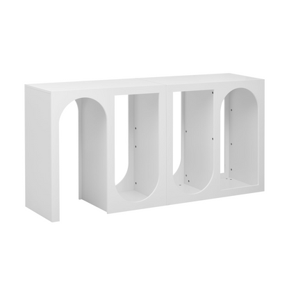 Modular Entryway Console Table with Rectangular Exterior and Curved Interior Design for Customizable Arrangements,Suitable for Study,Entrance and Living Room
