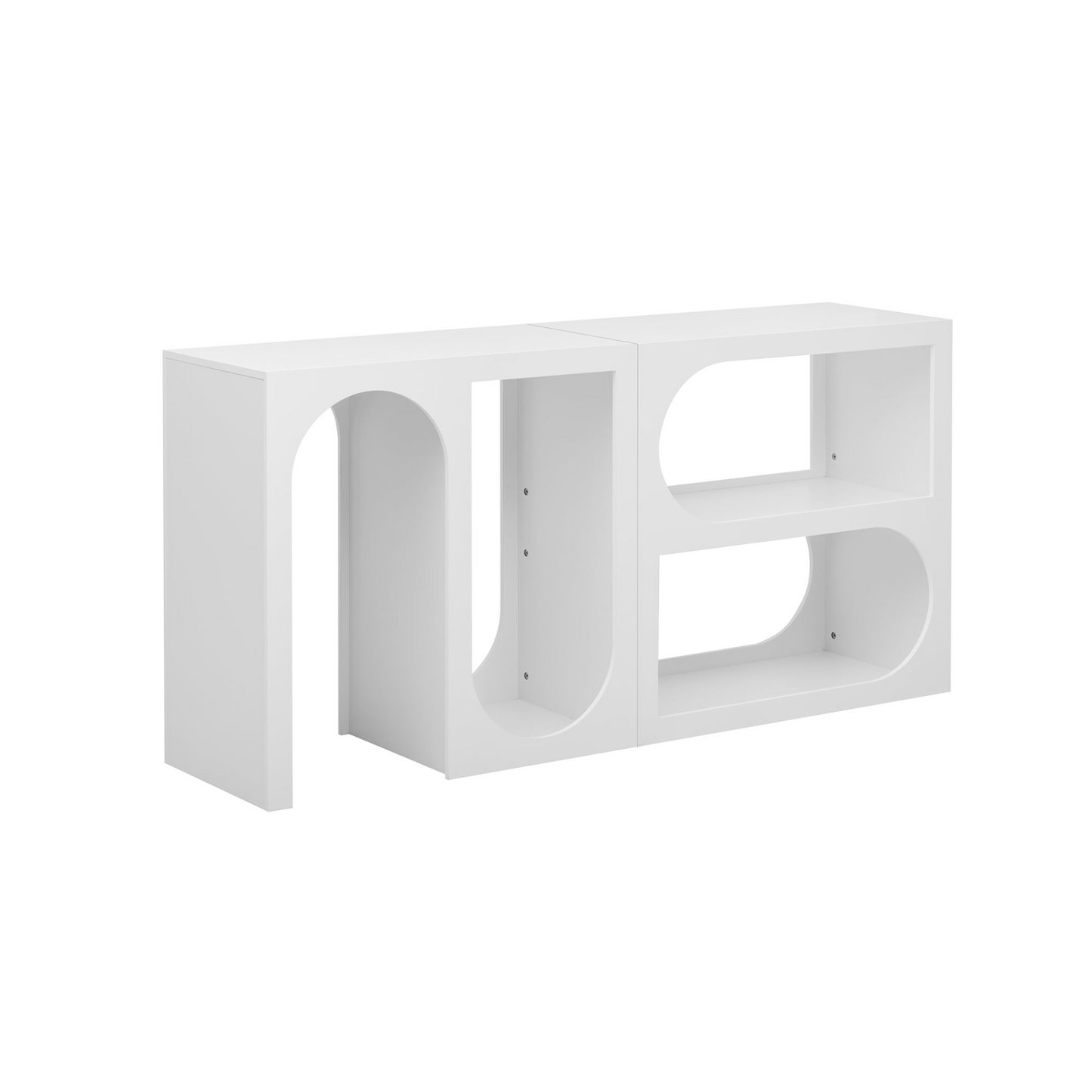Modular Entryway Console Table with Rectangular Exterior and Curved Interior Design for Customizable Arrangements,Suitable for Study,Entrance and Living Room
