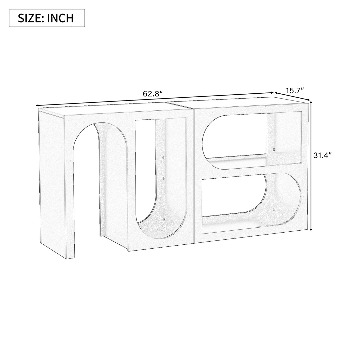 Modular Entryway Console Table with Rectangular Exterior and Curved Interior Design for Customizable Arrangements,Suitable for Study,Entrance and Living Room