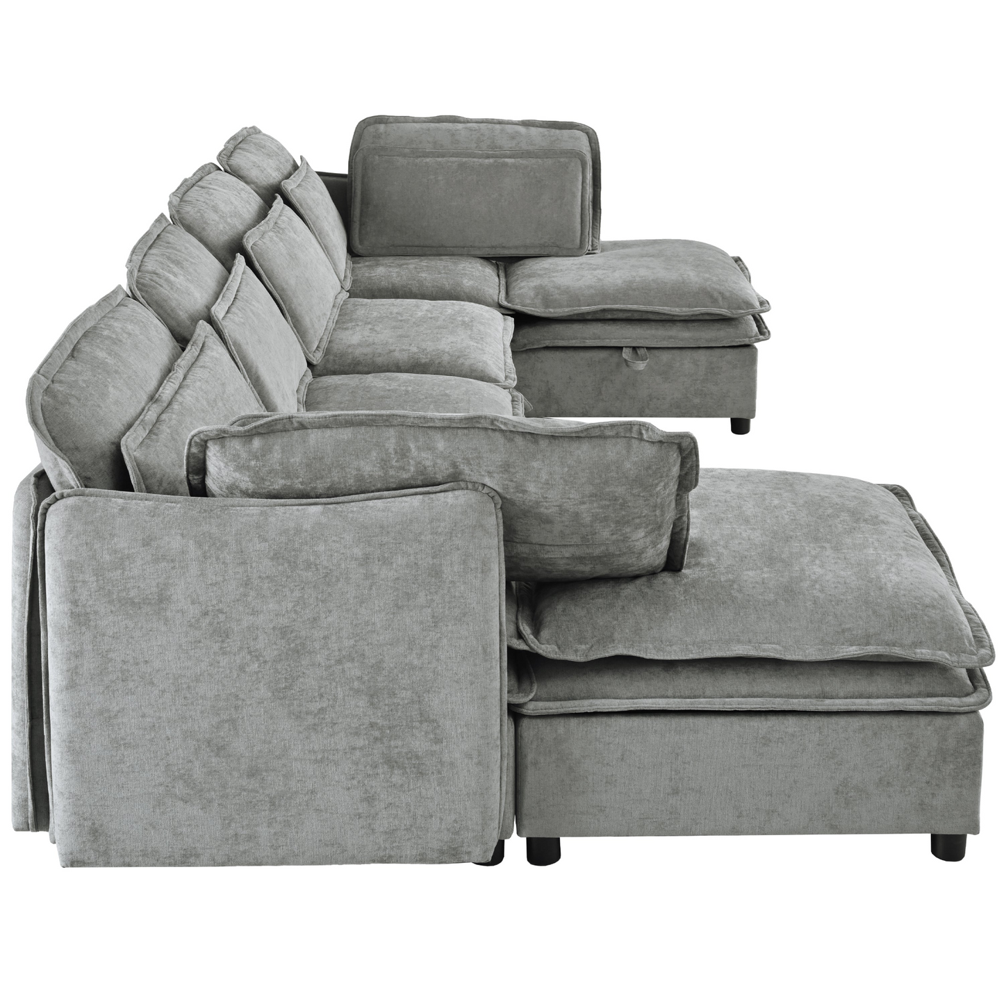 Double-Layer Cushion Modern Large U-Shaped Modular Sofa, Freely Combinable 6-Seater with Storage Function, Convertible to Sofa Bed, Perfect for Living Rooms, Offices, and Apartments
