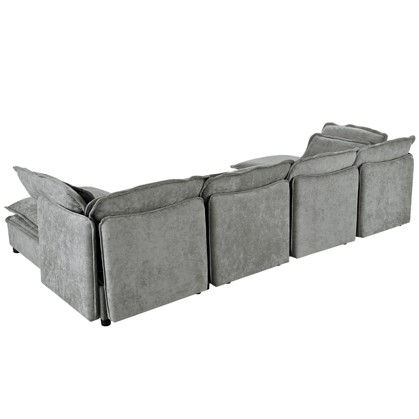 Double-Layer Cushion Modern Large U-Shaped Modular Sofa, Freely Combinable 6-Seater with Storage Function, Convertible to Sofa Bed, Perfect for Living Rooms, Offices, and Apartments