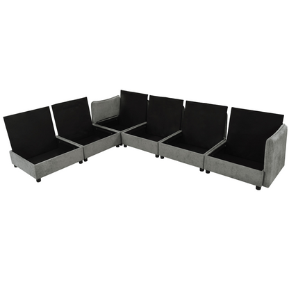 Double-Layer Cushion Modern Large U-Shaped Modular Sofa, Freely Combinable 6-Seater with Storage Function, Convertible to Sofa Bed, Perfect for Living Rooms, Offices, and Apartments