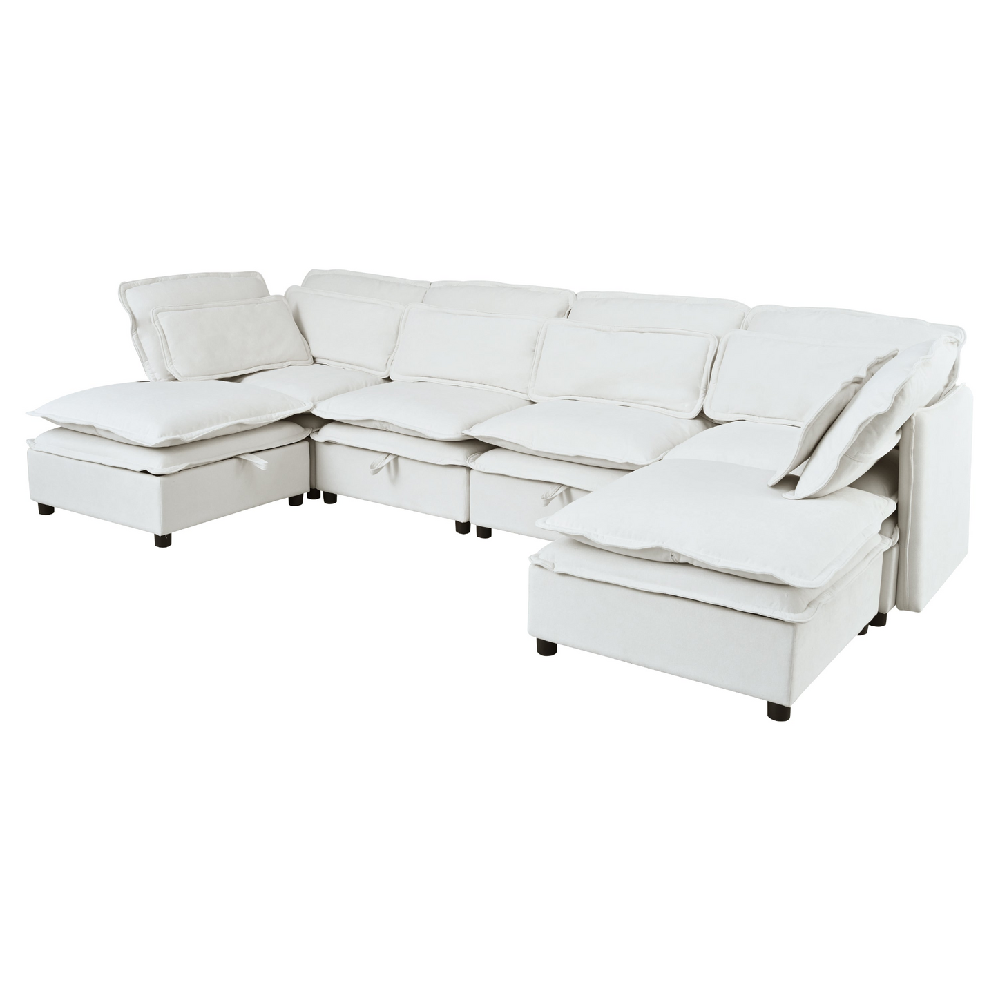 Double-Layer Cushion Modern Large U-Shaped Modular Sofa, Freely Combinable 6-Seater with Storage Function, Convertible to Sofa Bed, Perfect for Living Rooms, Offices, and Apartments