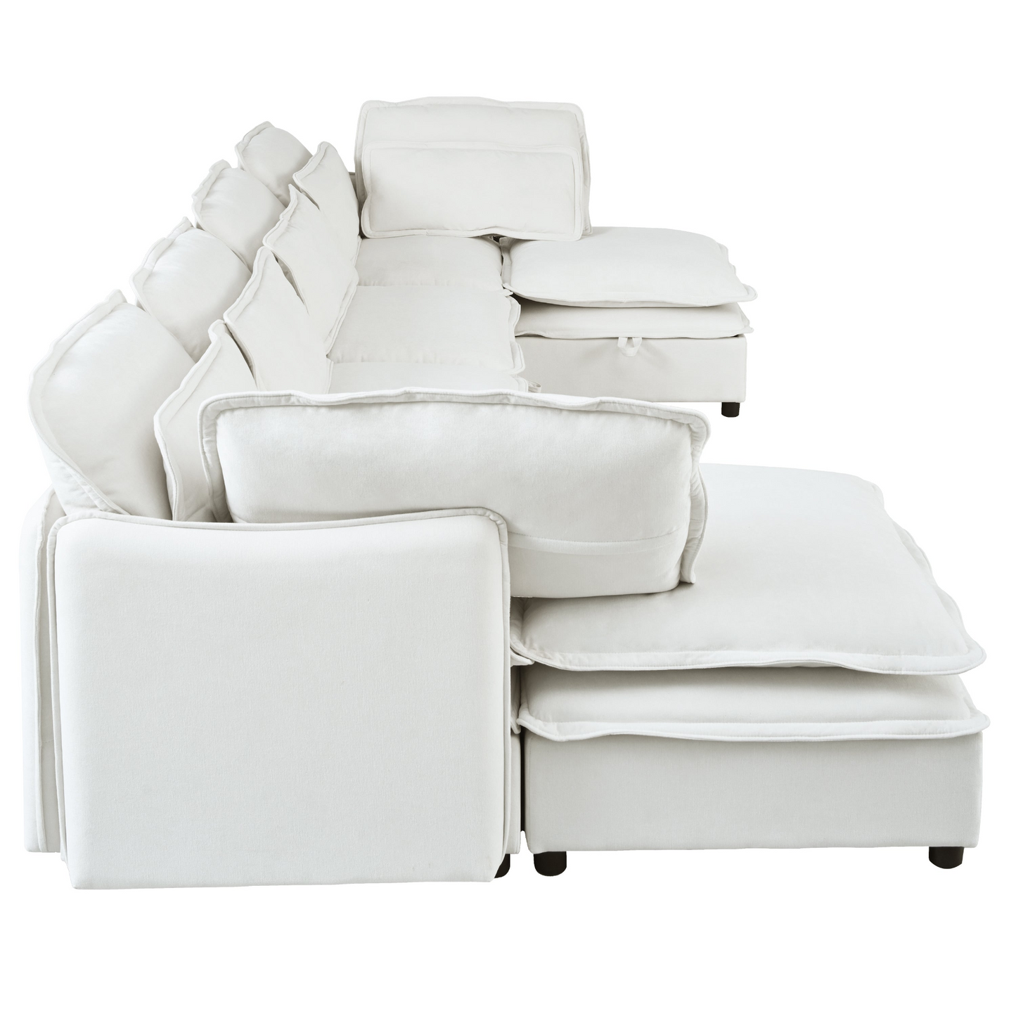 Double-Layer Cushion Modern Large U-Shaped Modular Sofa, Freely Combinable 6-Seater with Storage Function, Convertible to Sofa Bed, Perfect for Living Rooms, Offices, and Apartments