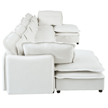 Double-Layer Cushion Modern Large U-Shaped Modular Sofa, Freely Combinable 6-Seater with Storage Function, Convertible to Sofa Bed, Perfect for Living Rooms, Offices, and Apartments