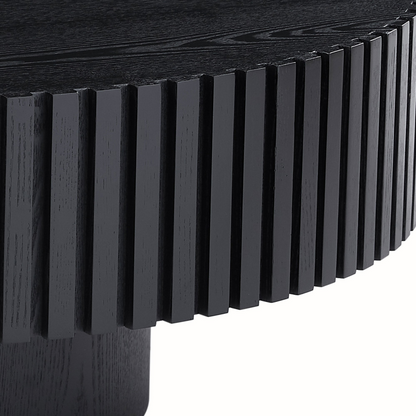 31.49'' Nesting Round Wood Coffee table for Apartment, Modern Living Room Coffee Table with Sturdy Pedestal ,BLACK