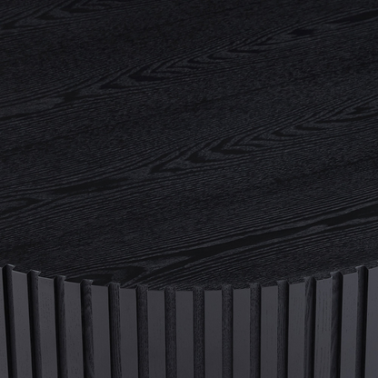 31.49'' Nesting Round Wood Coffee table for Apartment, Modern Living Room Coffee Table with Sturdy Pedestal ,BLACK