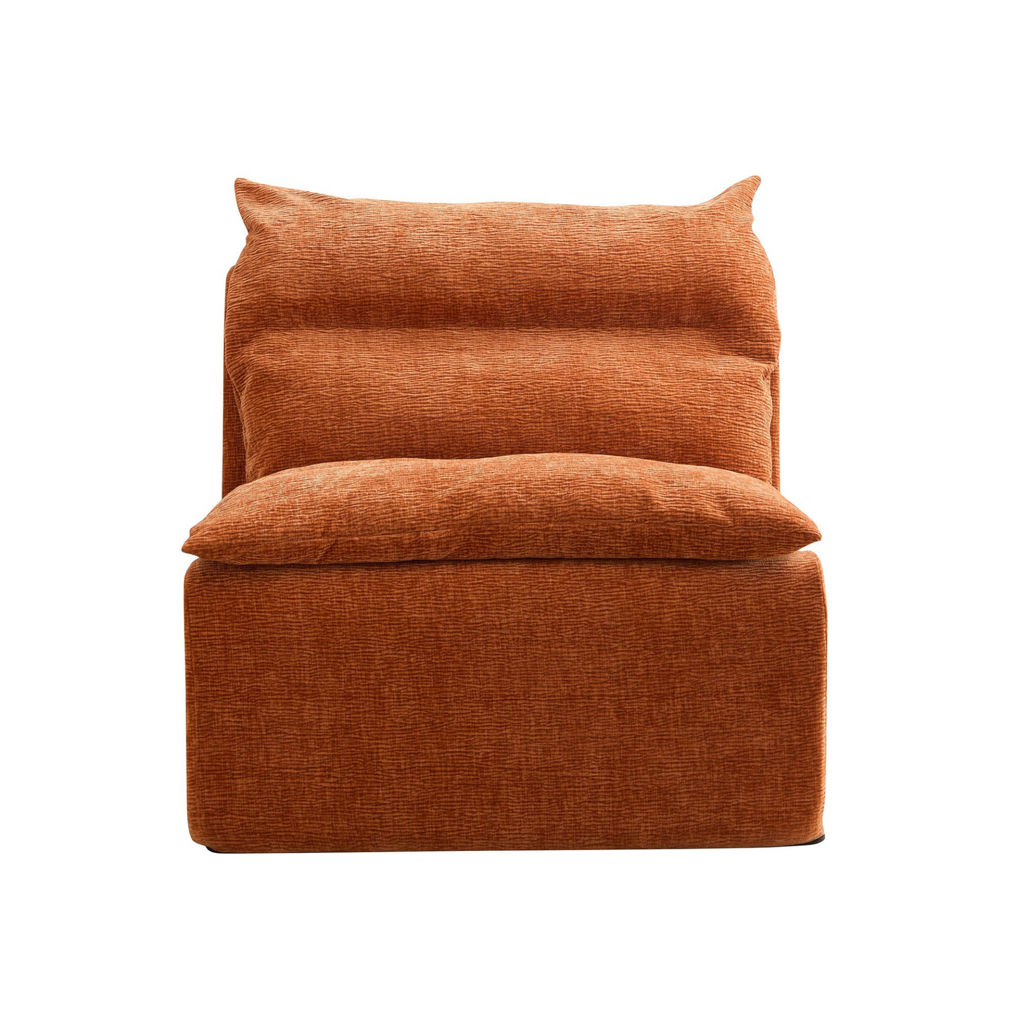 Accent Armless Chair Lazy Floor Seating, Single Chair Sofa Lounger Leisure Accent Single Couch with Backrest  for Living Room, Bedroom, Office, Single Seat, ORANGE