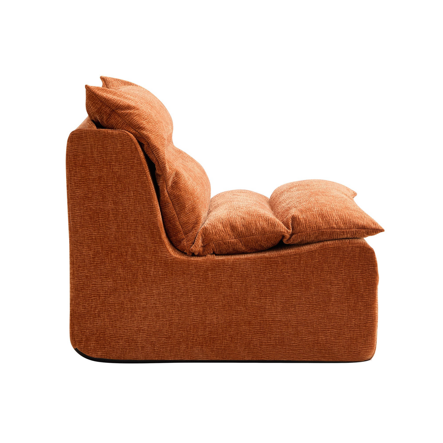 Accent Armless Chair Lazy Floor Seating, Single Chair Sofa Lounger Leisure Accent Single Couch with Backrest  for Living Room, Bedroom, Office, Single Seat, ORANGE