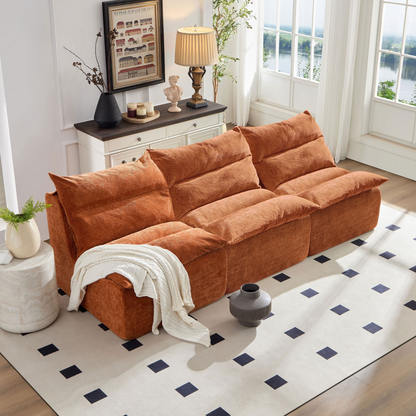 Accent Armless Chair Lazy Floor Seating, Single Chair Sofa Lounger Leisure Accent Single Couch with Backrest  for Living Room, Bedroom, Office, Single Seat, ORANGE