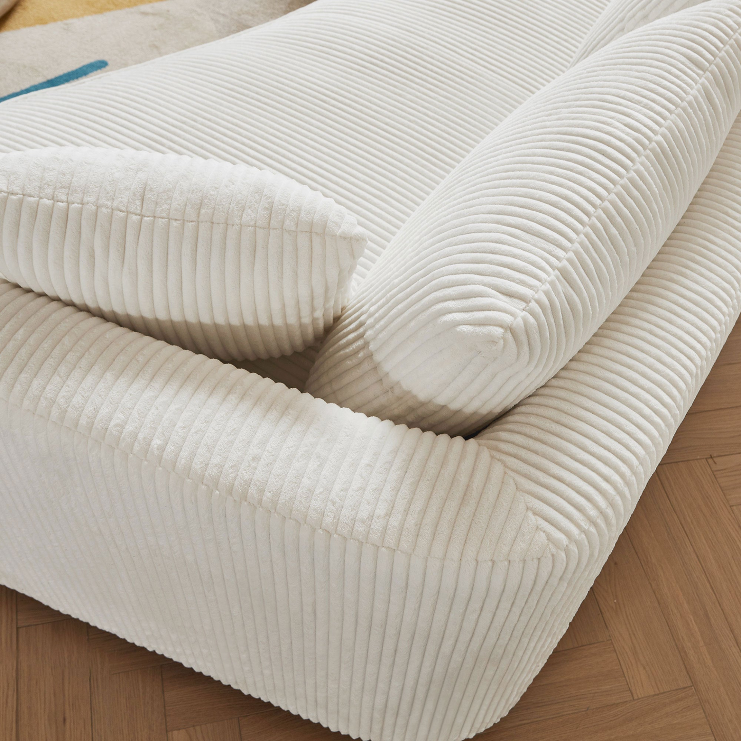 122.04 inch Oversized Sectional Sofa, Modern Couch with Chaise, Comfy Sofa Couch with Left  Facing Chaise, White Corduroy Sofa