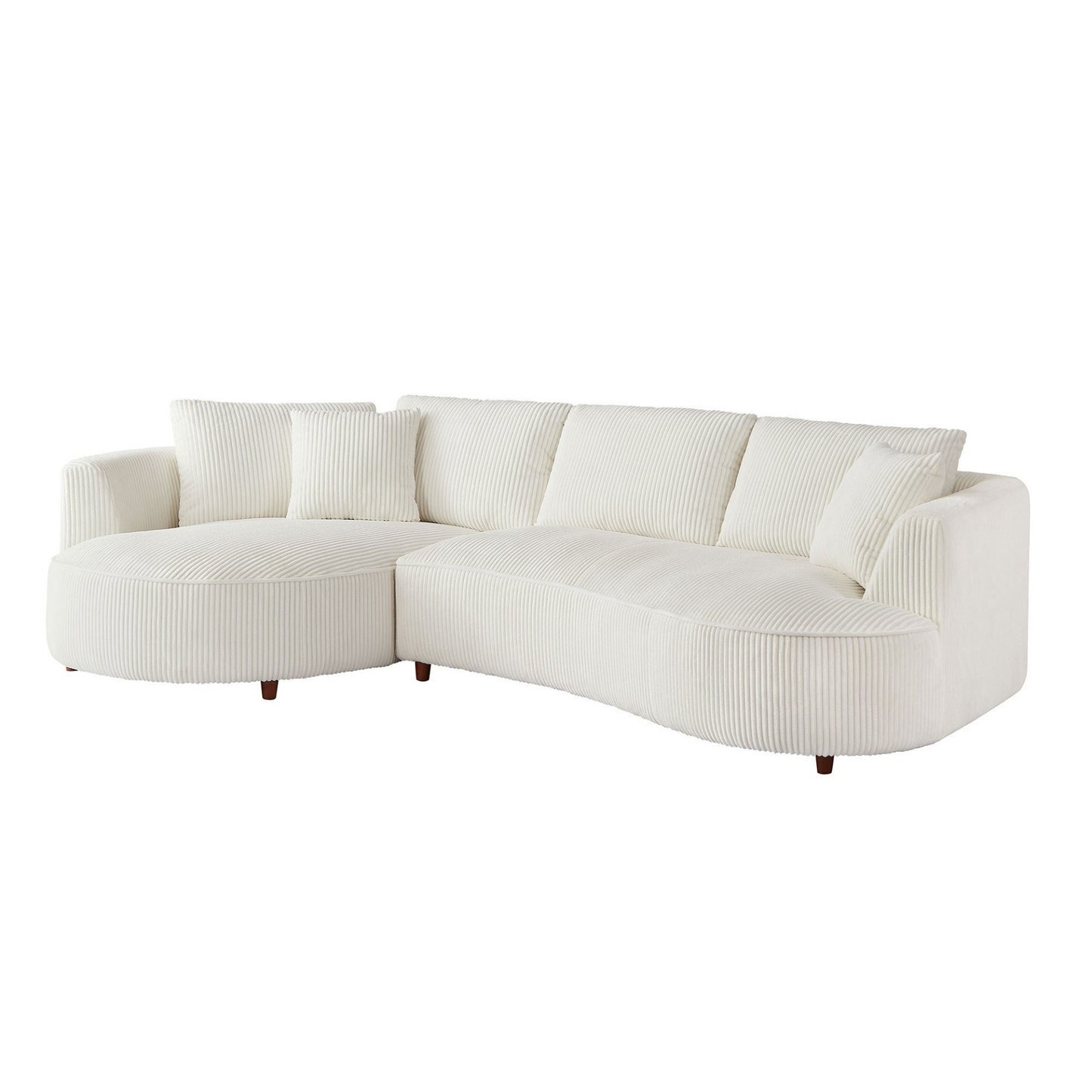 122.04 inch Oversized Sectional Sofa, Modern Couch with Chaise, Comfy Sofa Couch with Left  Facing Chaise, White Corduroy Sofa