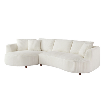 122.04 inch Oversized Sectional Sofa, Modern Couch with Chaise, Comfy Sofa Couch with Left  Facing Chaise, White Corduroy Sofa