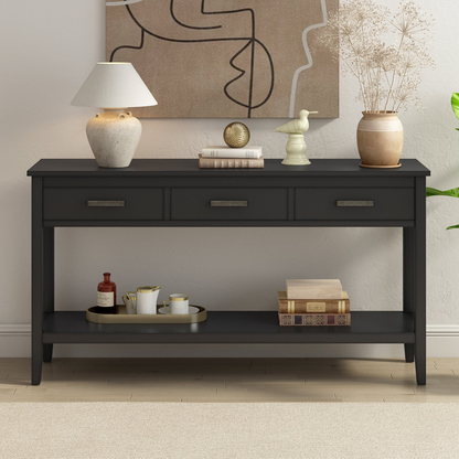 Contemporary 3-Drawer Console Table with 1 Shelf, Entrance Table for Entryway, Hallway, Living Room, Foyer, Corridor