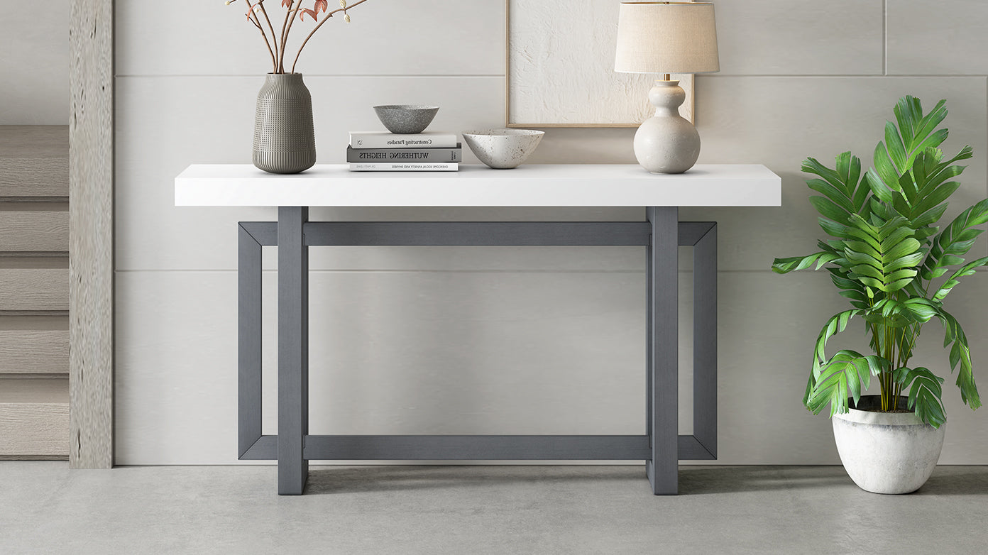 Contemporary Console Table with Wood Top, Extra Long Entryway Table for Entryway, Hallway, Living Room, Foyer, Corridor