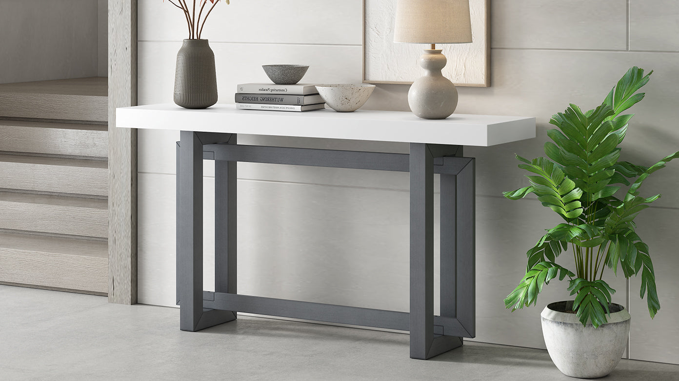 Contemporary Console Table with Wood Top, Extra Long Entryway Table for Entryway, Hallway, Living Room, Foyer, Corridor