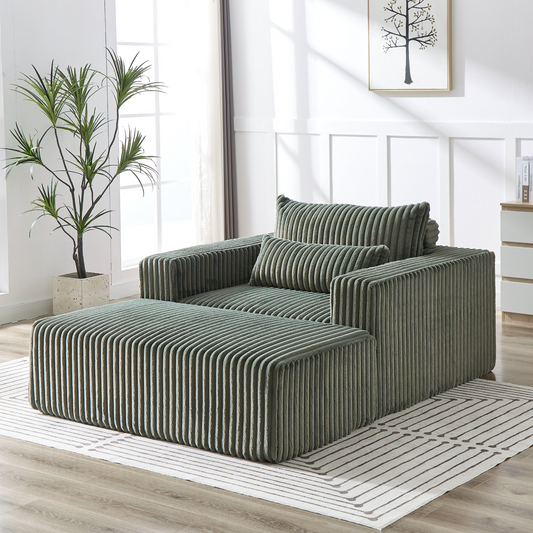 75-Inch Corduroy Sponge Sofa Lounge Chair with Removable footrest,No Assembly Required,Fluffy Modern Sleeper Chair for Indoor Living Room Bedroom