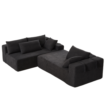 Modern Chenille Upholstered Sectional Sofa Couch Set,Modular 108" L Shaped Sectional Living Room Sofa Set With 6 Pillows,Free Combination Sofa Couch for Living Room,Bedroom(Left Chaise)
