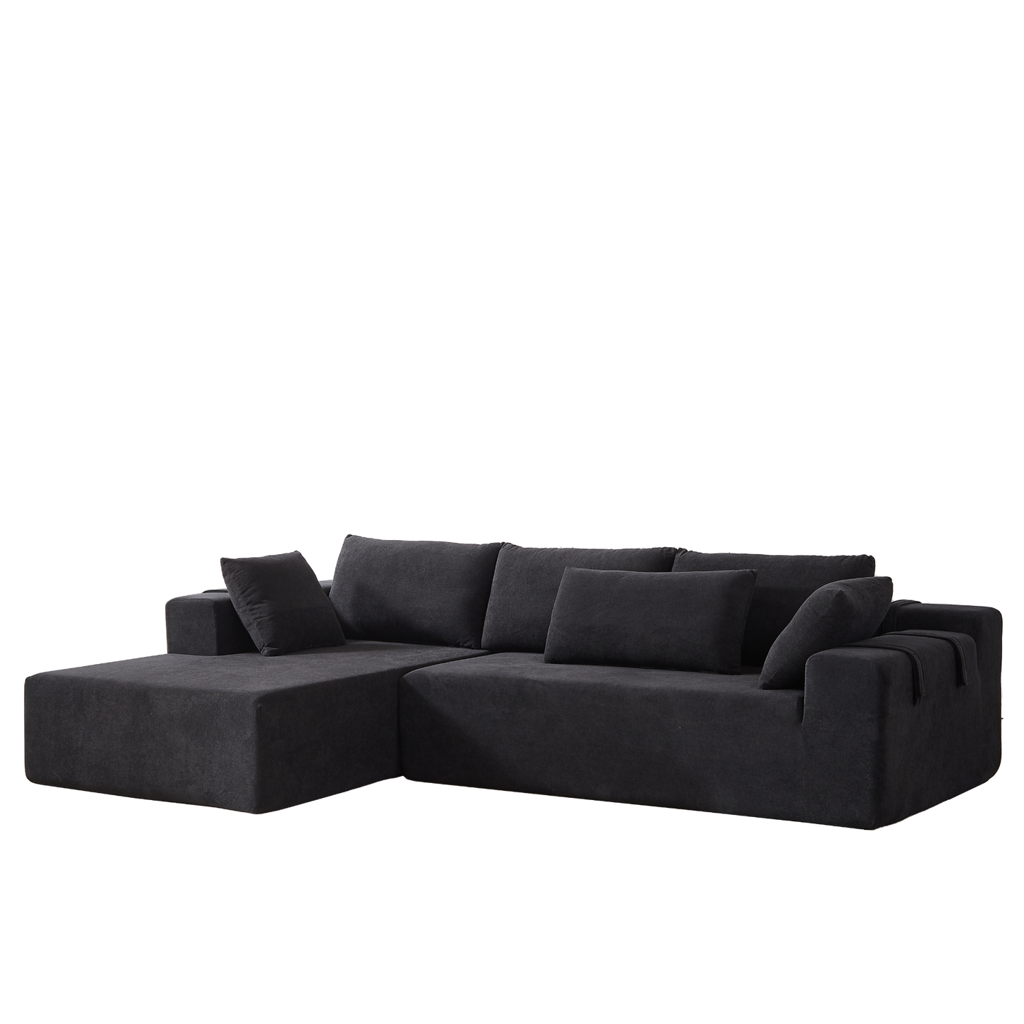 Modern Chenille Upholstered Sectional Sofa Couch Set,Modular 108" L Shaped Sectional Living Room Sofa Set With 6 Pillows,Free Combination Sofa Couch for Living Room,Bedroom(Left Chaise)