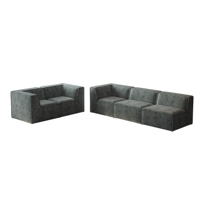 106*106" Chenille Modular L Shaped Sectional Sofa,Luxury Floor Couch Set,Upholstered Indoor Furniture,Foam-Filled Compressed Sofa for Living Room,Bedroom,5 PC Free Combination