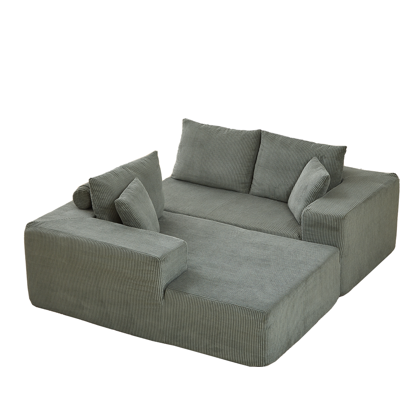 Modern Corduroy Upholstered Sectional Sofa Couch Set,Modular 108" L Shaped Sectional Living Room Sofa Set With 5 Pillows,Free Combination Sofa Couch for Living Room,Bedroom(Left Chaise)