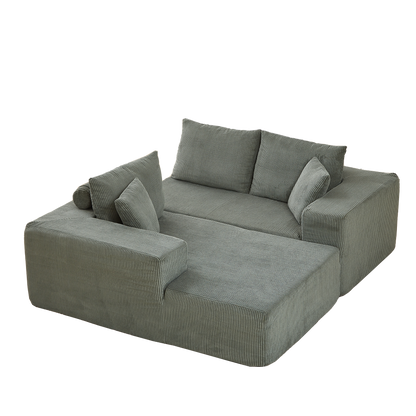 Modern Corduroy Upholstered Sectional Sofa Couch Set,Modular 108" L Shaped Sectional Living Room Sofa Set With 5 Pillows,Free Combination Sofa Couch for Living Room,Bedroom(Left Chaise)