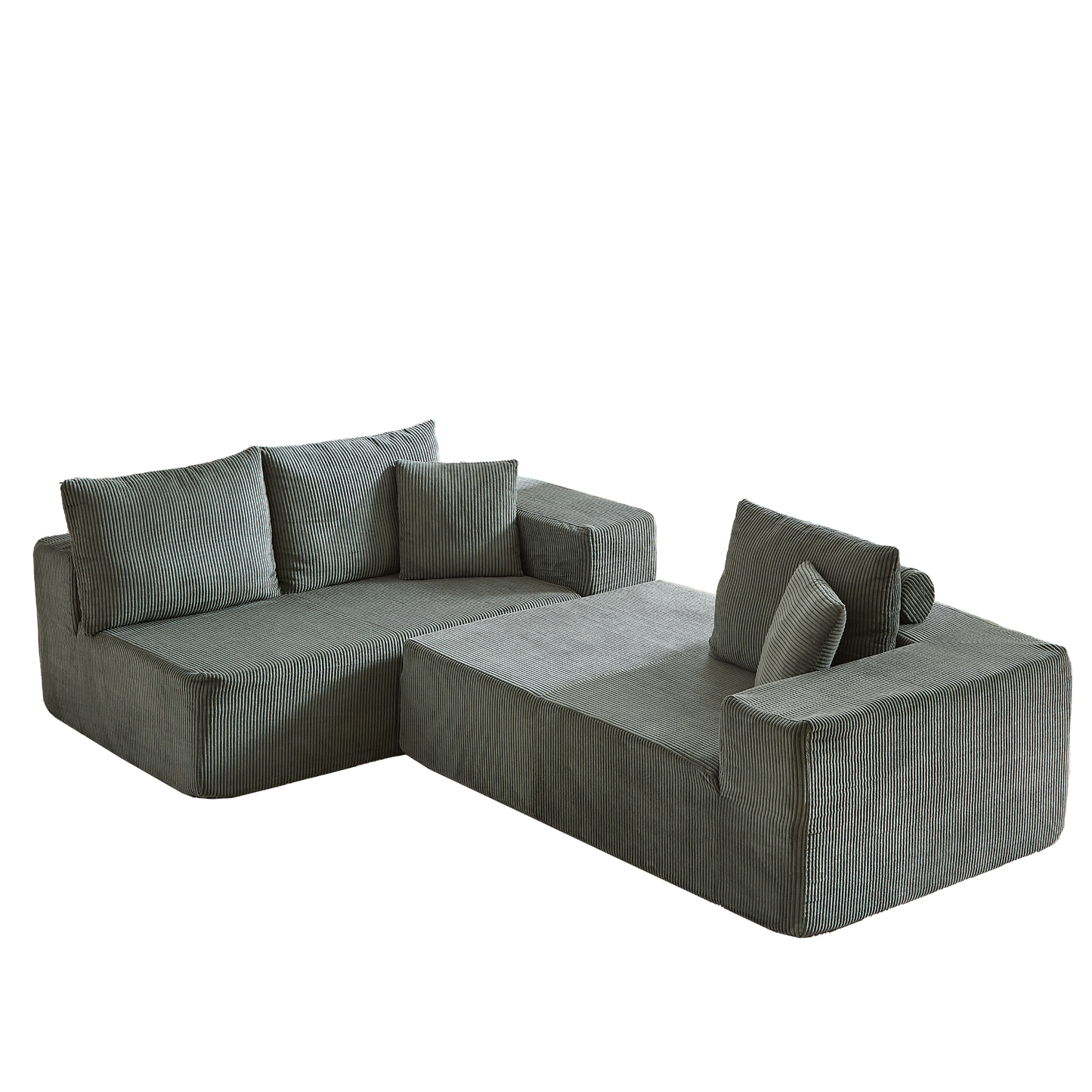 Modern Corduroy Upholstered Sectional Sofa Couch Set,Modular 108" L Shaped Sectional Living Room Sofa Set With 5 Pillows,Free Combination Sofa Couch for Living Room,Bedroom(Left Chaise)