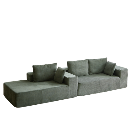 Modern Corduroy Upholstered Sectional Sofa Couch Set,Modular 108" L Shaped Sectional Living Room Sofa Set With 5 Pillows,Free Combination Sofa Couch for Living Room,Bedroom(Left Chaise)