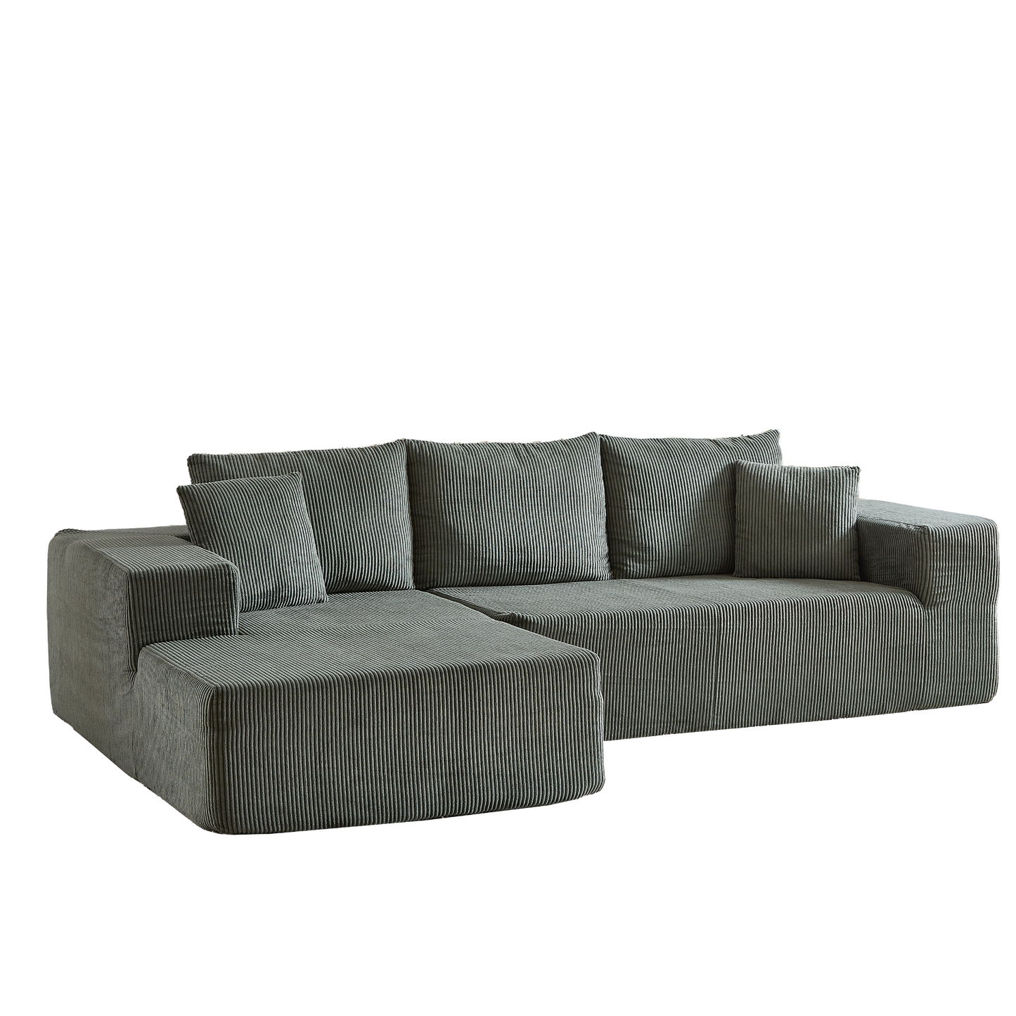 Modern Corduroy Upholstered Sectional Sofa Couch Set,Modular 108" L Shaped Sectional Living Room Sofa Set With 5 Pillows,Free Combination Sofa Couch for Living Room,Bedroom(Left Chaise)