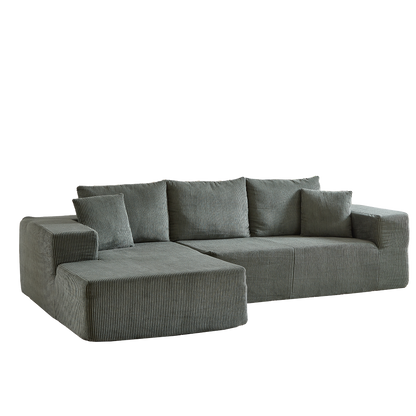 Modern Corduroy Upholstered Sectional Sofa Couch Set,Modular 108" L Shaped Sectional Living Room Sofa Set With 5 Pillows,Free Combination Sofa Couch for Living Room,Bedroom(Left Chaise)
