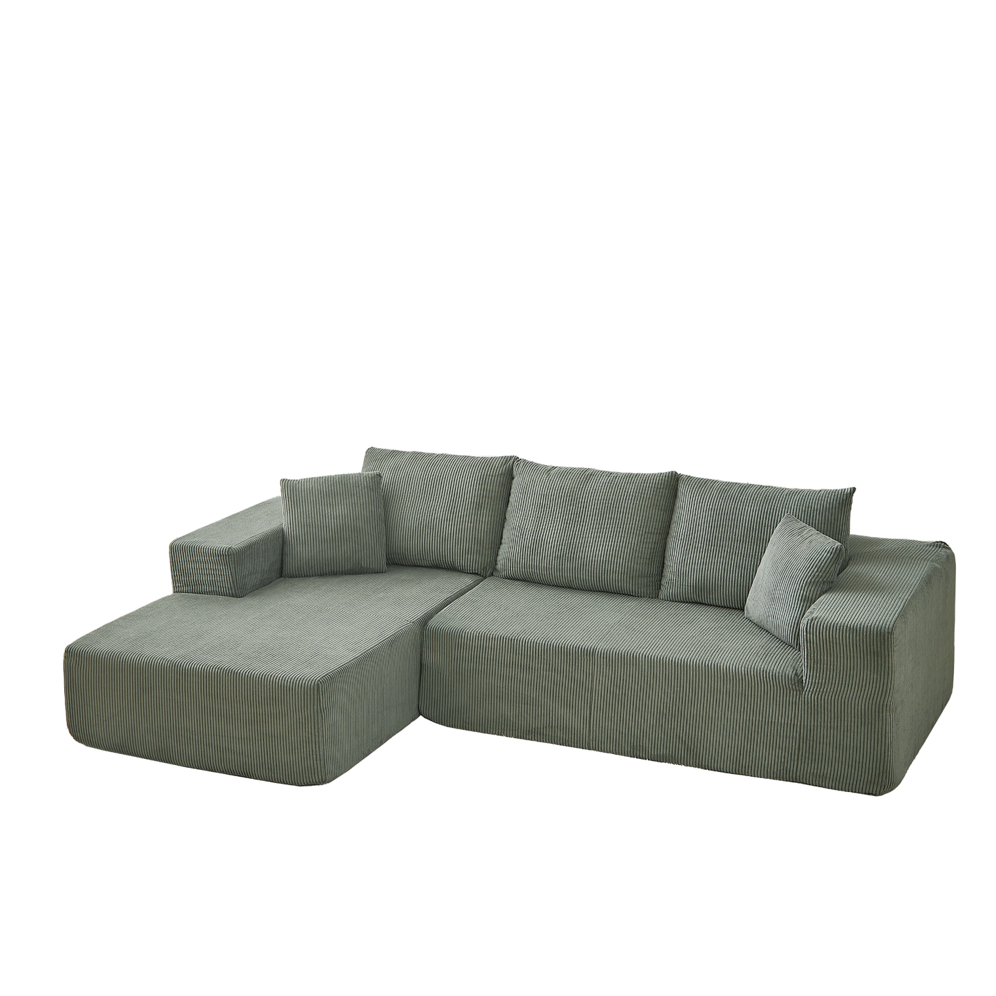 Modern Corduroy Upholstered Sectional Sofa Couch Set,Modular 108" L Shaped Sectional Living Room Sofa Set With 5 Pillows,Free Combination Sofa Couch for Living Room,Bedroom(Left Chaise)
