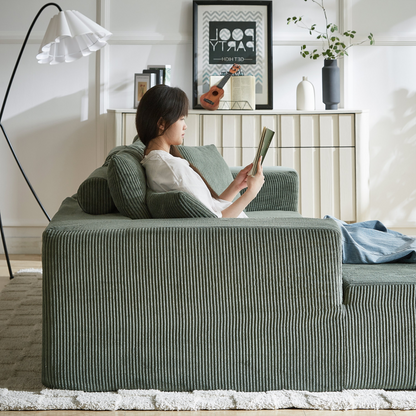 Modern Corduroy Upholstered Sectional Sofa Couch Set,Modular 108" L Shaped Sectional Living Room Sofa Set With 5 Pillows,Free Combination Sofa Couch for Living Room,Bedroom(Left Chaise)