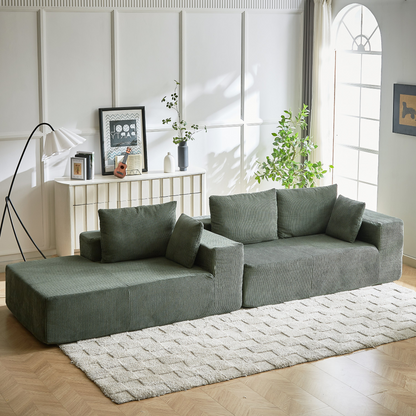 Modern Corduroy Upholstered Sectional Sofa Couch Set,Modular 108" L Shaped Sectional Living Room Sofa Set With 5 Pillows,Free Combination Sofa Couch for Living Room,Bedroom(Left Chaise)