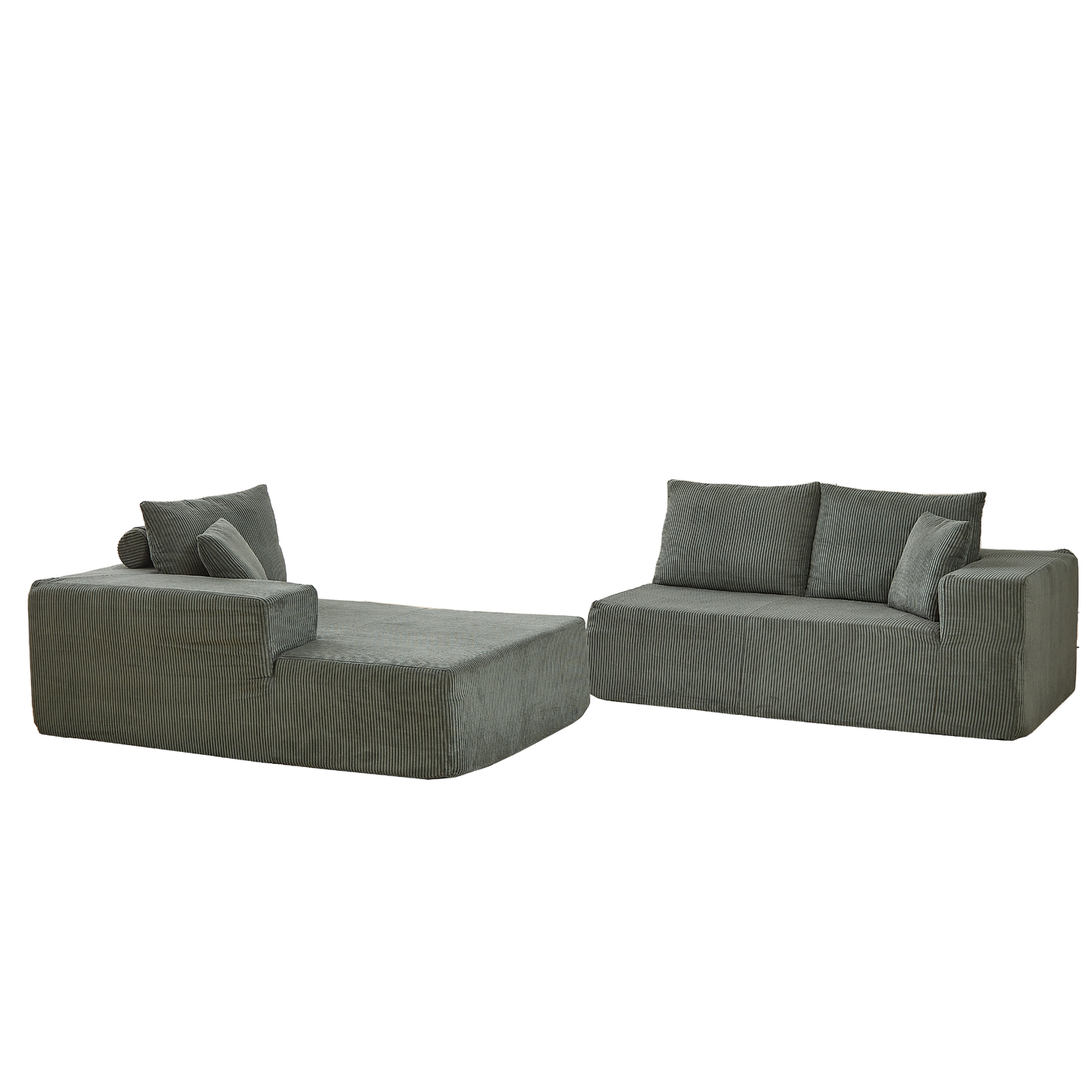 Modern Corduroy Upholstered Sectional Sofa Couch Set,Modular 108" L Shaped Sectional Living Room Sofa Set With 5 Pillows,Free Combination Sofa Couch for Living Room,Bedroom(Left Chaise)