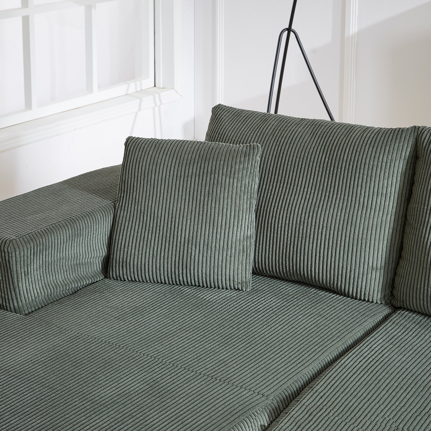 Modern Corduroy Upholstered Sectional Sofa Couch Set,Modular 108" L Shaped Sectional Living Room Sofa Set With 5 Pillows,Free Combination Sofa Couch for Living Room,Bedroom(Left Chaise)