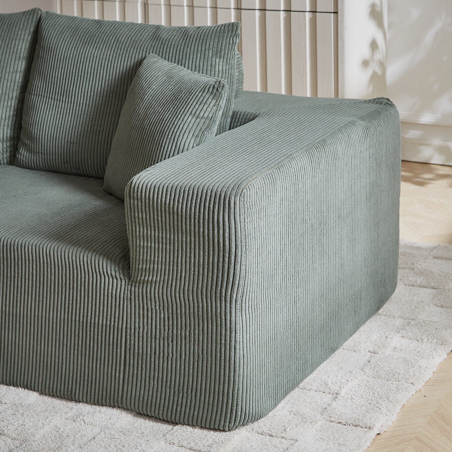 Modern Corduroy Upholstered Sectional Sofa Couch Set,Modular 108" L Shaped Sectional Living Room Sofa Set With 5 Pillows,Free Combination Sofa Couch for Living Room,Bedroom(Left Chaise)
