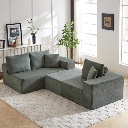 Modern Corduroy Upholstered Sectional Sofa Couch Set,Modular 108" L Shaped Sectional Living Room Sofa Set With 5 Pillows,Free Combination Sofa Couch for Living Room,Bedroom(Left Chaise)