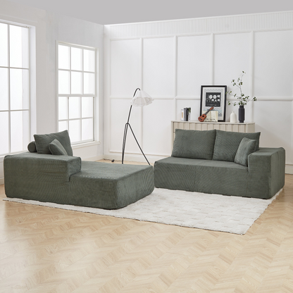 Modern Corduroy Upholstered Sectional Sofa Couch Set,Modular 108" L Shaped Sectional Living Room Sofa Set With 5 Pillows,Free Combination Sofa Couch for Living Room,Bedroom(Left Chaise)