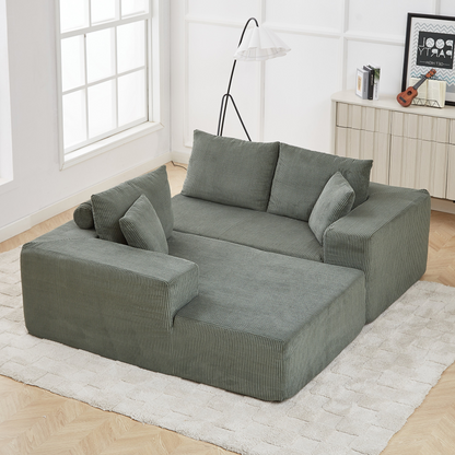 Modern Corduroy Upholstered Sectional Sofa Couch Set,Modular 108" L Shaped Sectional Living Room Sofa Set With 5 Pillows,Free Combination Sofa Couch for Living Room,Bedroom(Left Chaise)