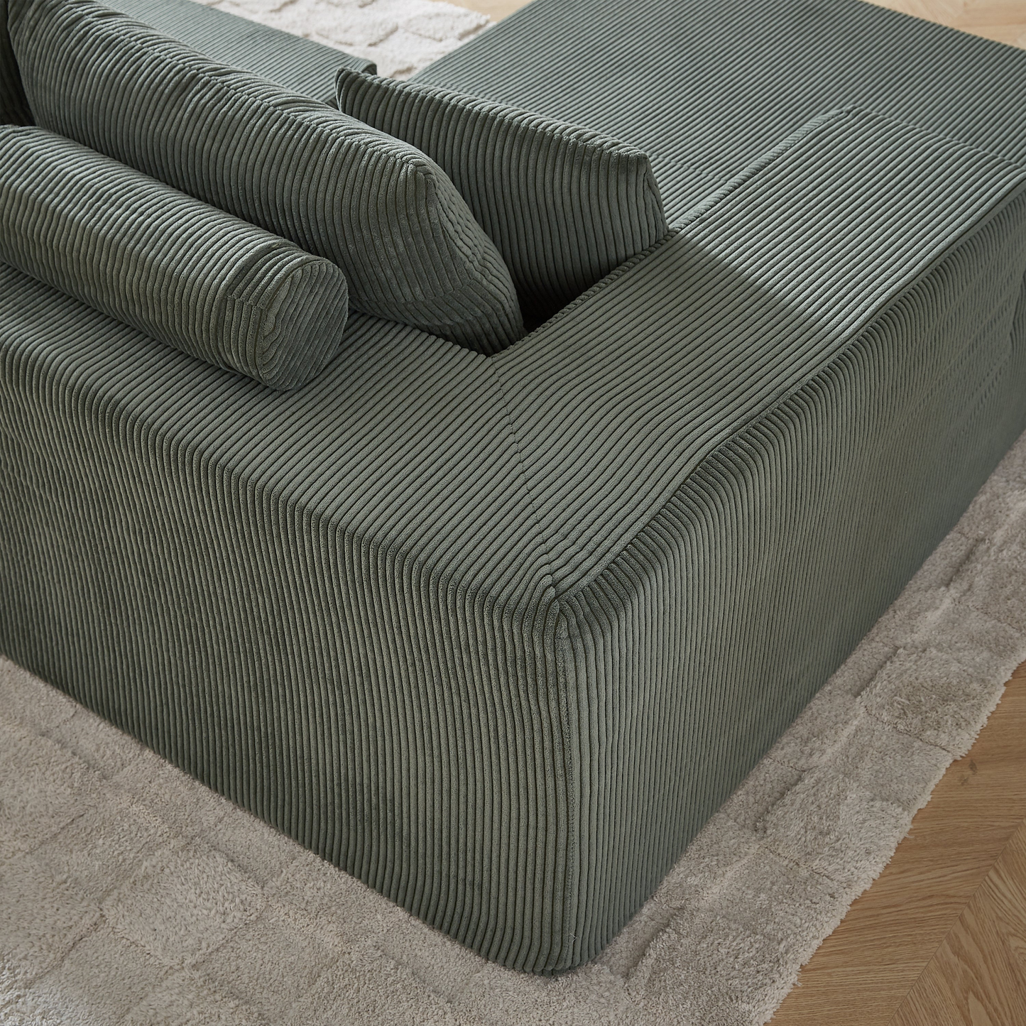 Modern Corduroy Upholstered Sectional Sofa Couch Set,Modular 108" L Shaped Sectional Living Room Sofa Set With 5 Pillows,Free Combination Sofa Couch for Living Room,Bedroom(Left Chaise)