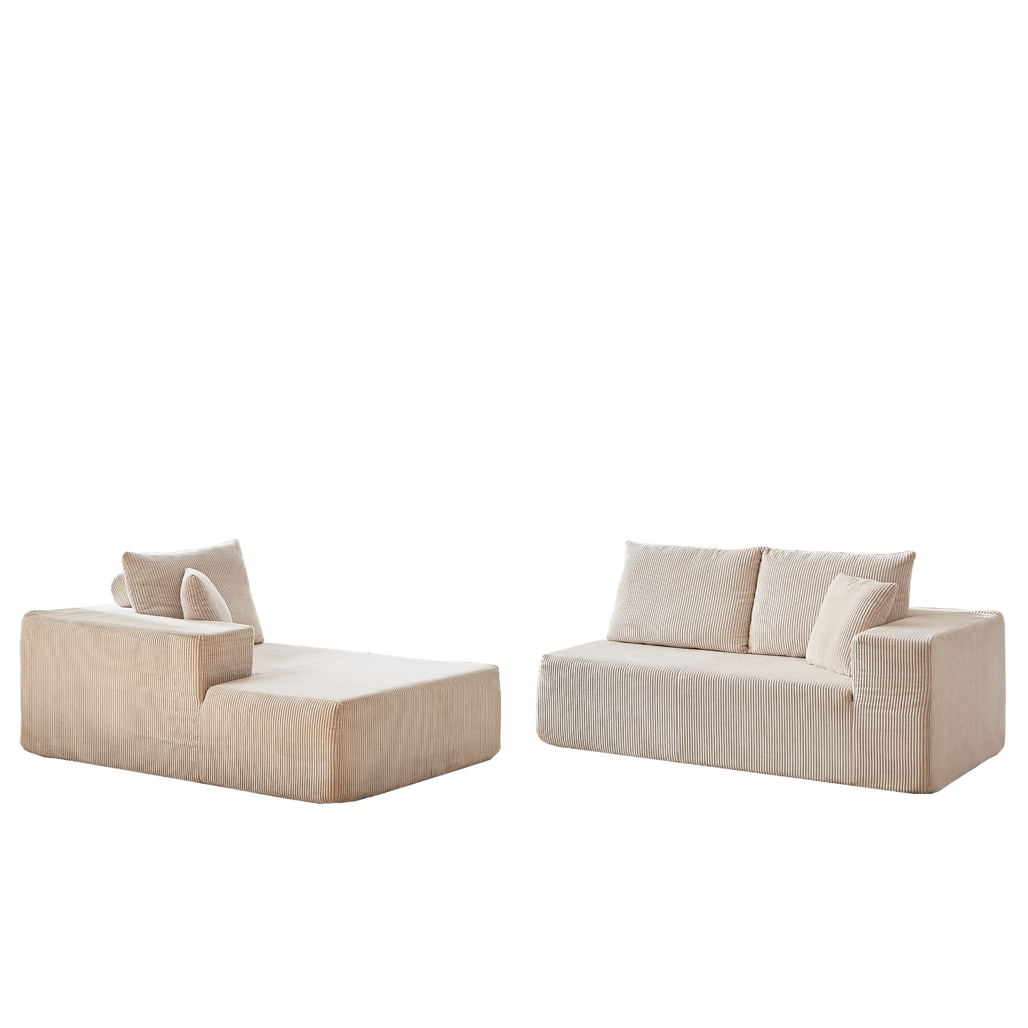 Modern Corduroy Upholstered Sectional Sofa Couch Set,Modular 108" L Shaped Sectional Living Room Sofa Set With 5 Pillows,Free Combination Sofa Couch for Living Room,Bedroom(Left Chaise)