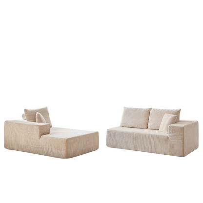 Modern Corduroy Upholstered Sectional Sofa Couch Set,Modular 108" L Shaped Sectional Living Room Sofa Set With 5 Pillows,Free Combination Sofa Couch for Living Room,Bedroom(Left Chaise)