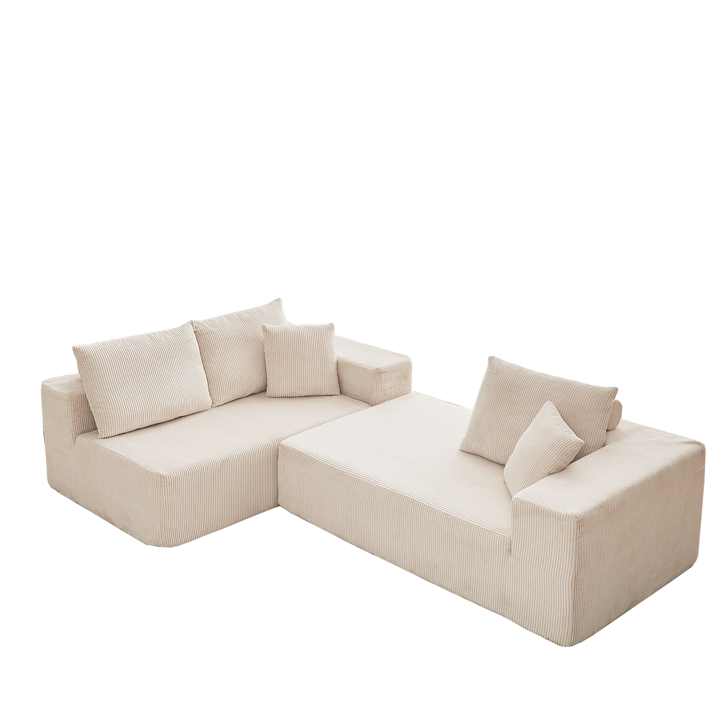 Modern Corduroy Upholstered Sectional Sofa Couch Set,Modular 108" L Shaped Sectional Living Room Sofa Set With 5 Pillows,Free Combination Sofa Couch for Living Room,Bedroom(Left Chaise)