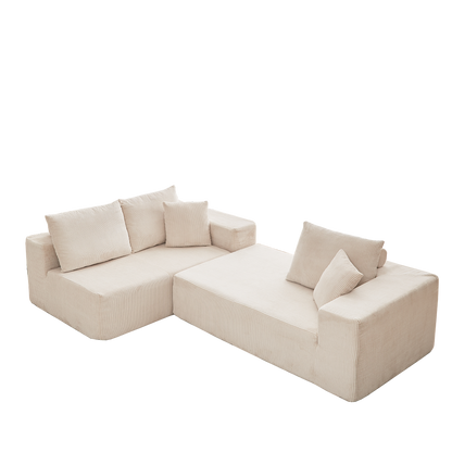 Modern Corduroy Upholstered Sectional Sofa Couch Set,Modular 108" L Shaped Sectional Living Room Sofa Set With 5 Pillows,Free Combination Sofa Couch for Living Room,Bedroom(Left Chaise)
