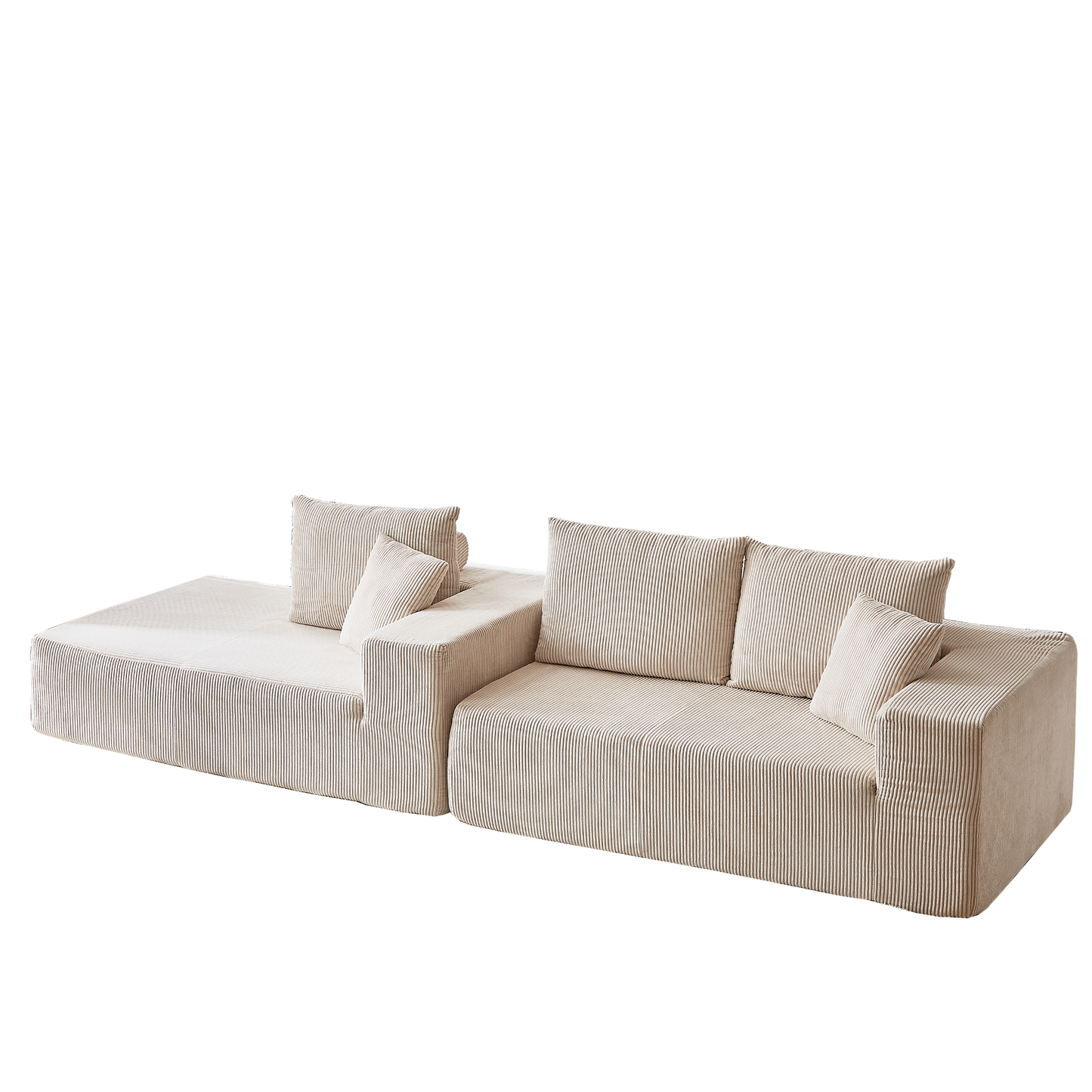 Modern Corduroy Upholstered Sectional Sofa Couch Set,Modular 108" L Shaped Sectional Living Room Sofa Set With 5 Pillows,Free Combination Sofa Couch for Living Room,Bedroom(Left Chaise)